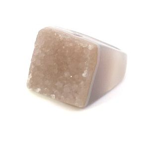 Carved Agate Druzy Ring